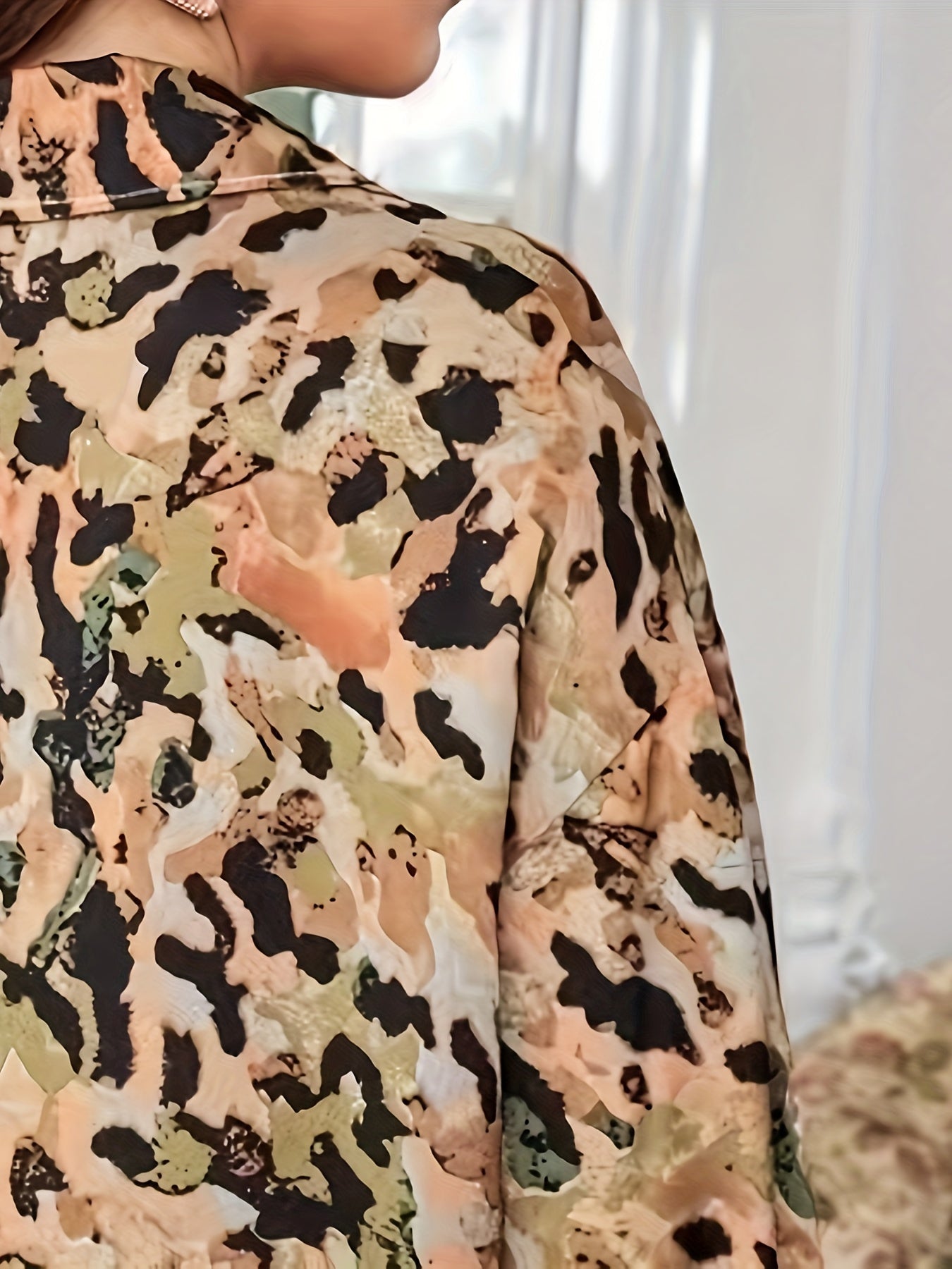  Leopard Print Button Up Blouse