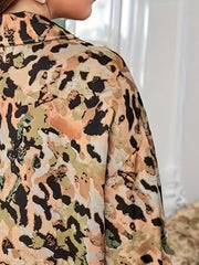  Leopard Print Button Up Blouse