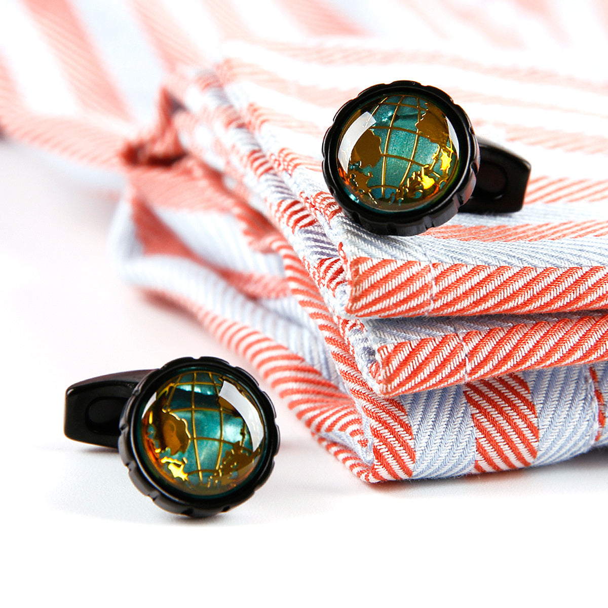 Round Men's Cufflinks Map Design