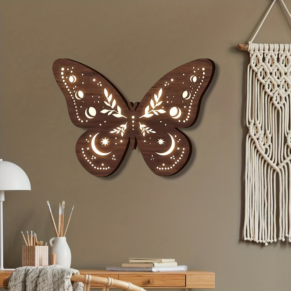 LED Butterfly Wooden Hanging Sign Retro Home Decoration