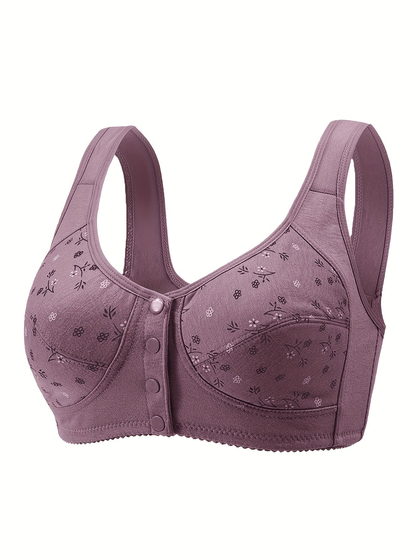 Floral Print Front Buckle Bra Lingerie