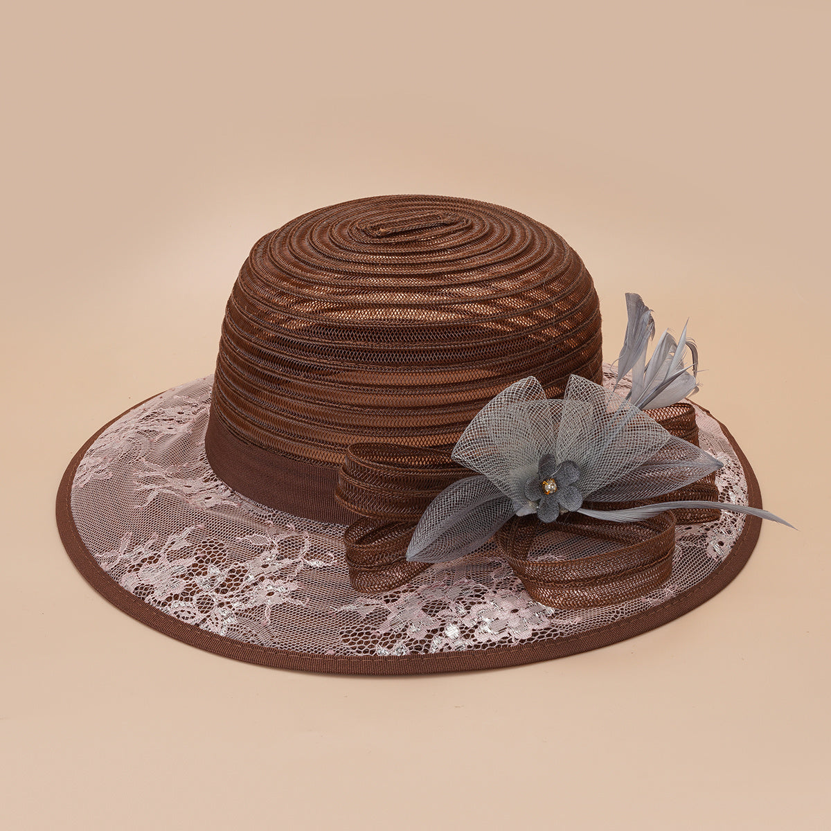 Breathable Mesh Sun Hats Wide Brim 3D Flower Lace Women's Dress Beach Hats