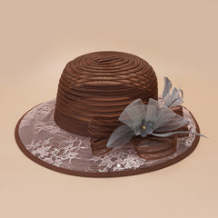 Breathable Mesh Sun Hats Wide Brim 3D Flower Lace Women's Dress Beach Hats