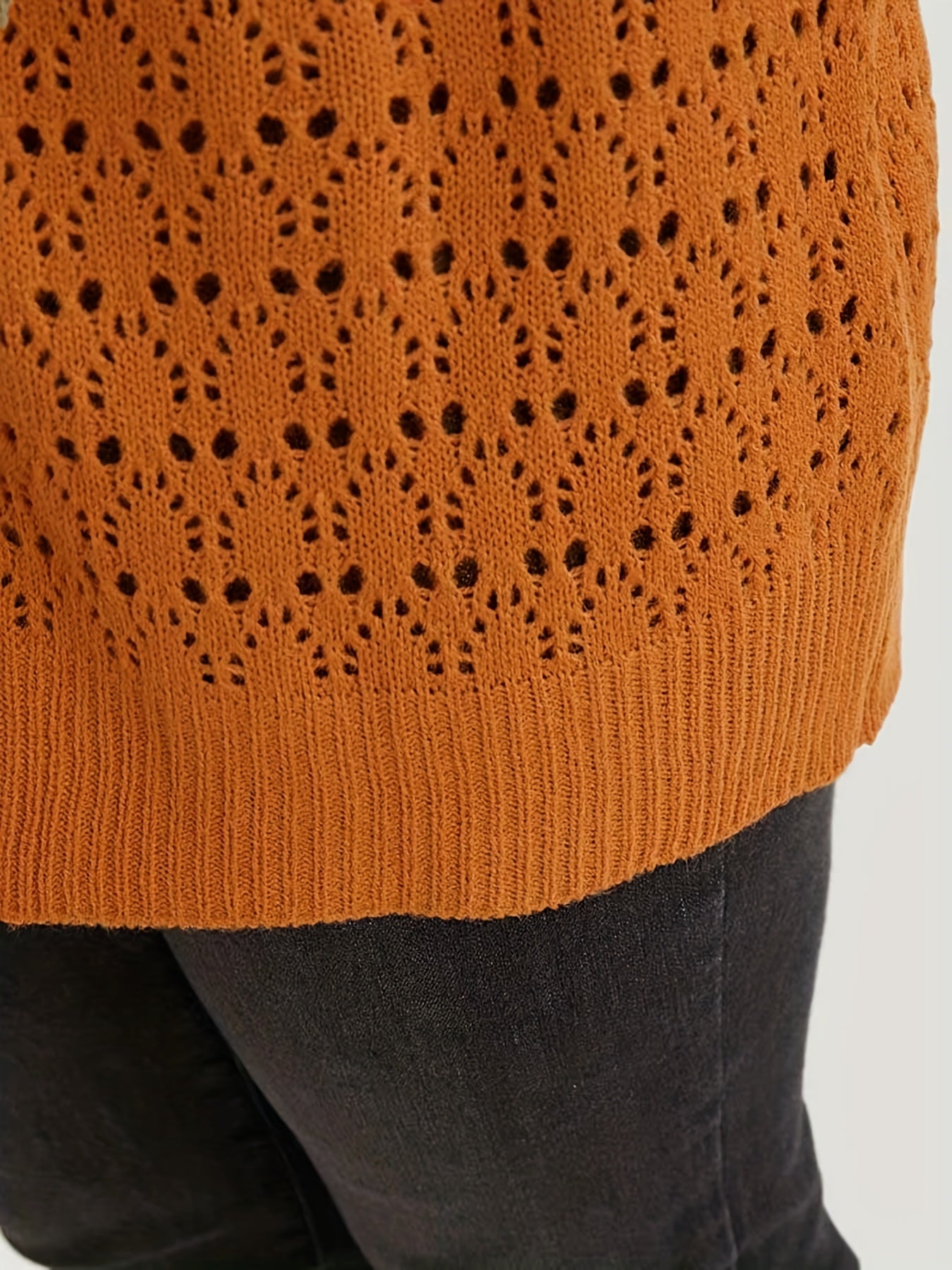  Hollow Out Long Sleeve Knitted Cardigan
