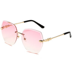 Rimless Irregular Cut Edge Sunglasses Metal Gradient Stylish UV Protection