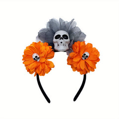 Halloween Rose Skull Headband Floral Hair Band For Women Girls