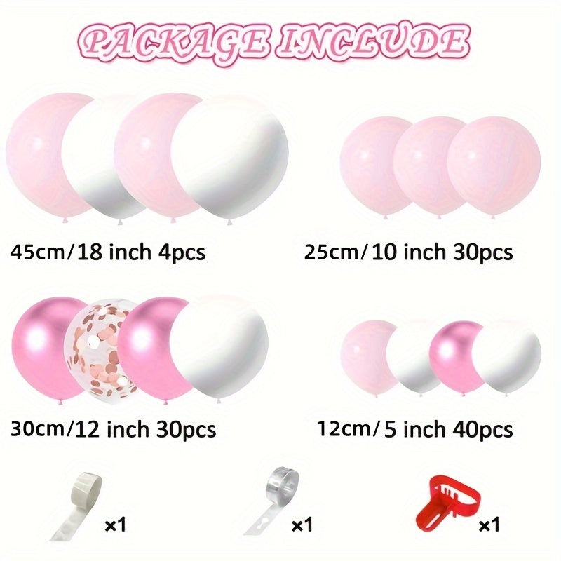 104pcs Party Pink Balloons Metallic Pink Confetti Balloons