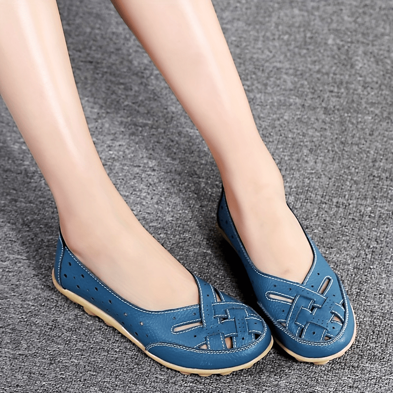 Women's Cross Strap Flat Loafers Hollow Out Slip On Shoes