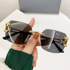 Men's Rimless Leopard Square Sunglasses UV400