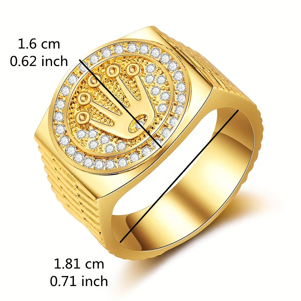 Hip Hop Palm & Crown Rhinestone Men's Ring