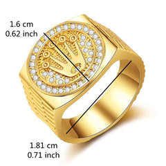 Hip Hop Palm & Crown Rhinestone Men's Ring