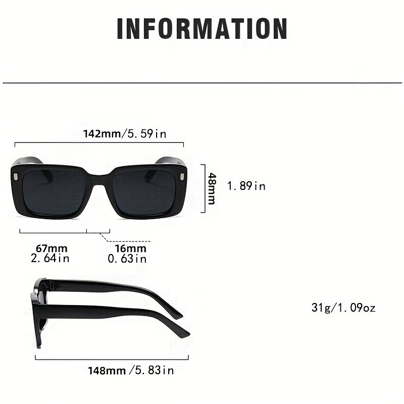 Rivet Decor Rectangle Sunglasses UV400
