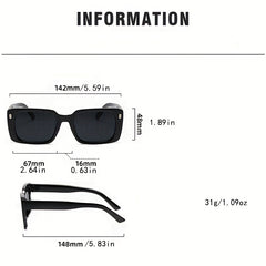 Rivet Decor Rectangle Sunglasses UV400