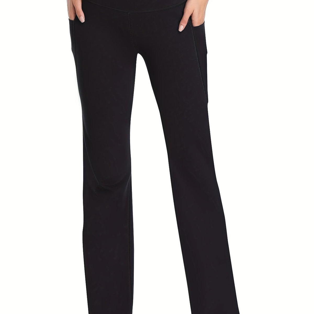 Women's Long Bootleg Flare Yoga Pants With Pocket High Waisted