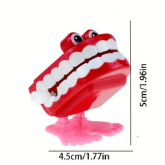 3pcs Colorful Clockwork Jumping Teeth Toys with Eyes Red Yellow Orange Purple