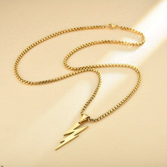 Silver Stainless Steel Lightning Pendant Men's Necklace