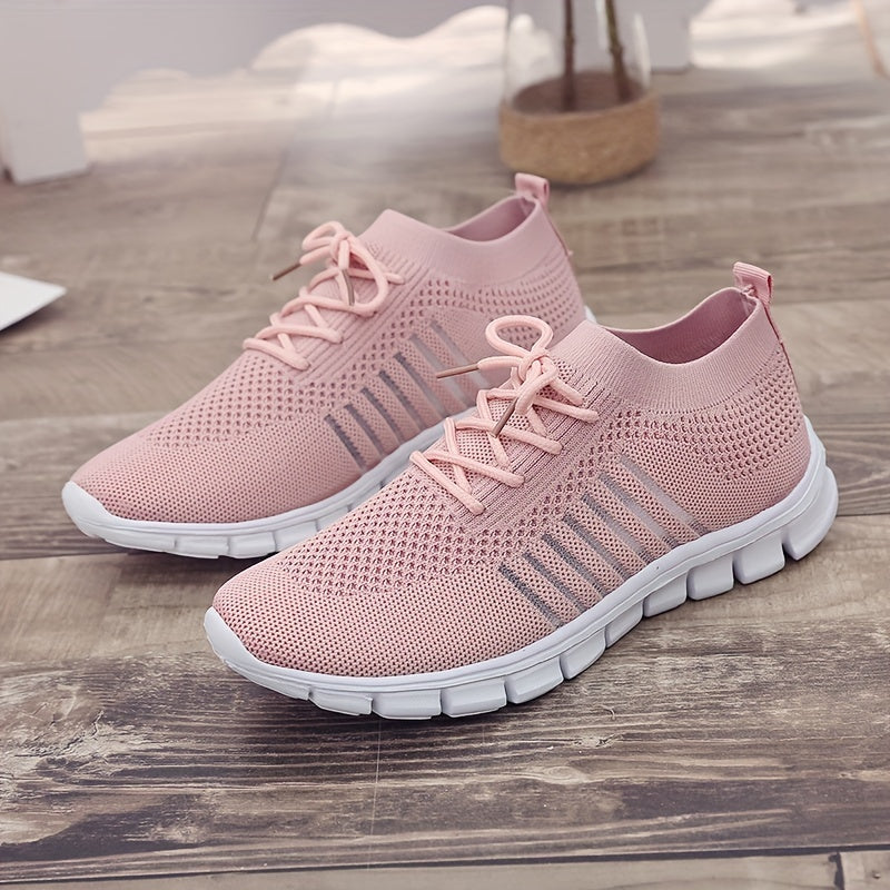 Women's Breathable Mesh Tennis Shoes Lightweight Lace Up Travel Shoes