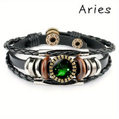 12 Constellation Beaded Leather Bracelets