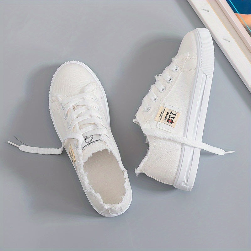 Women's Flat Canvas Shoes Low Top Lace Up Skate Shoes Casual Sneakers