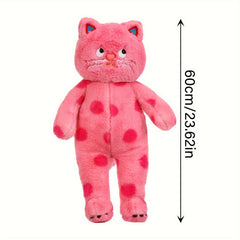 Pink Polka Dot Cat Plush Toy Big Cat Doll Pillow Gift Year Present Room Decor