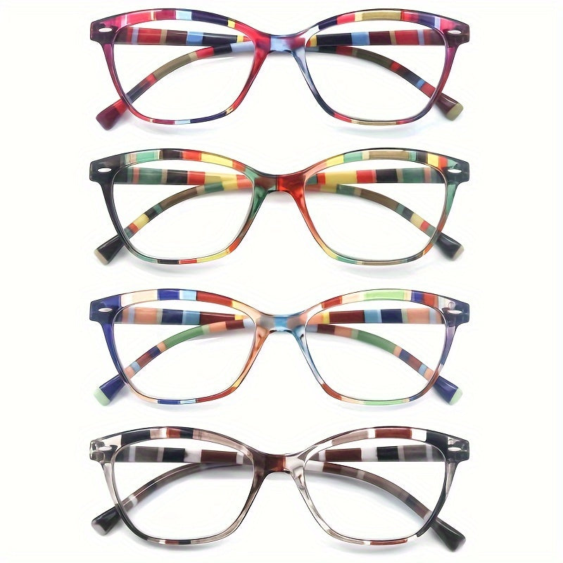 Women Reading Glasses Colorful Pattern Cat Eye Lightweight Flexible Spring Hinge