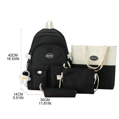 4pcs School Backpack with Shoulder Bag, Handbag, Pencil Case for Travel