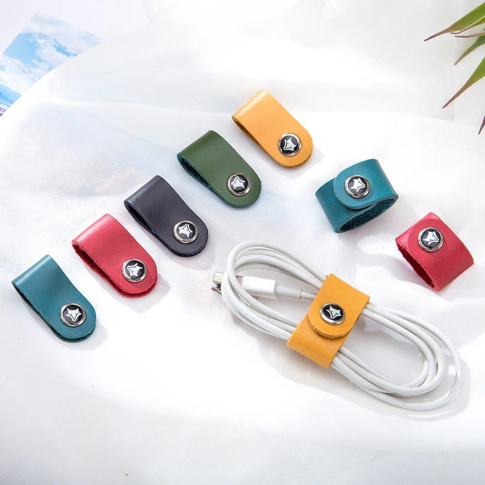 4pcs Split Leather Key Holder Key Wallet Door Key Ring Organizer Pouch