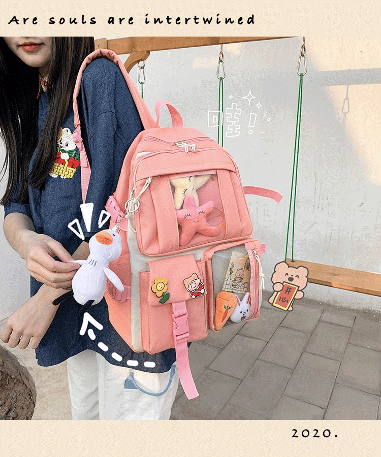 4pcs Student Schoolbags for Teenage Girls Backpacks Bookbag Tote Shoulder
