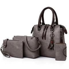 4pcs Women's Bag Set Solid PU Leather Handbag Messenger Shoulder Wallet Bags