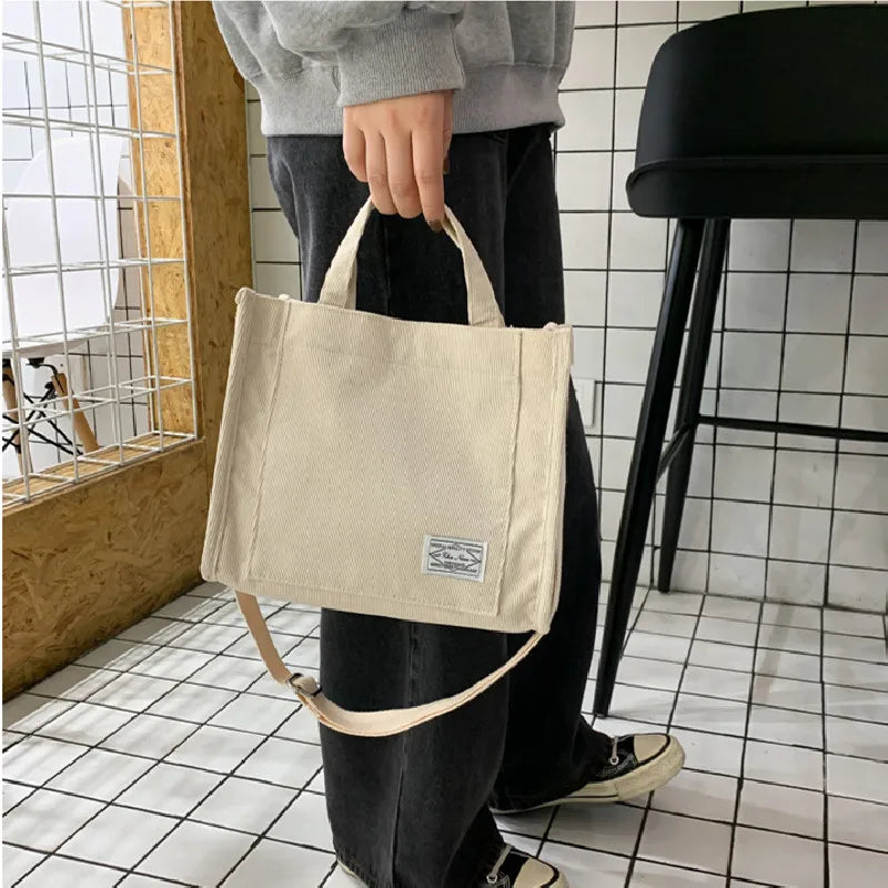 Women Corduroy Travel Tote Purse Cross-body Shoulder Bag