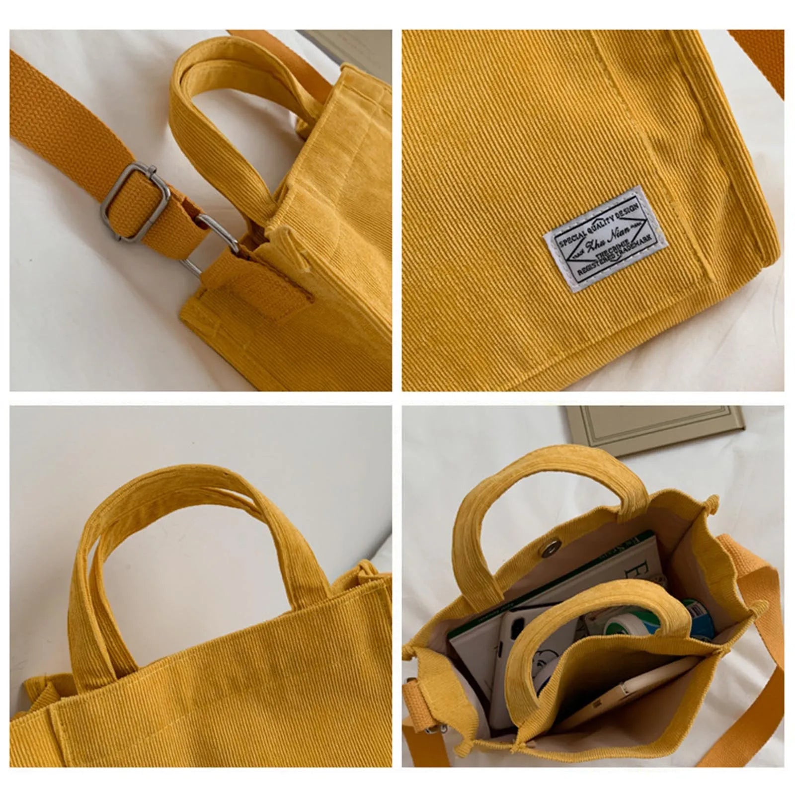 Women Corduroy Travel Tote Purse Cross-body Shoulder Bag
