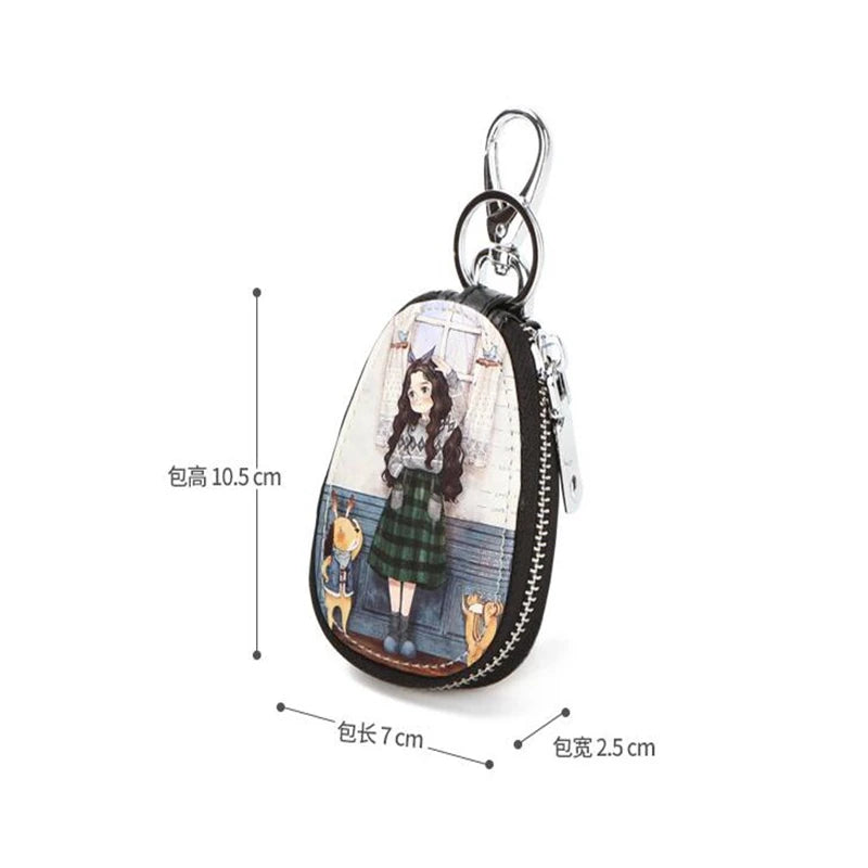 Women Girls PU Leather Key Bag Car Key Holder Case