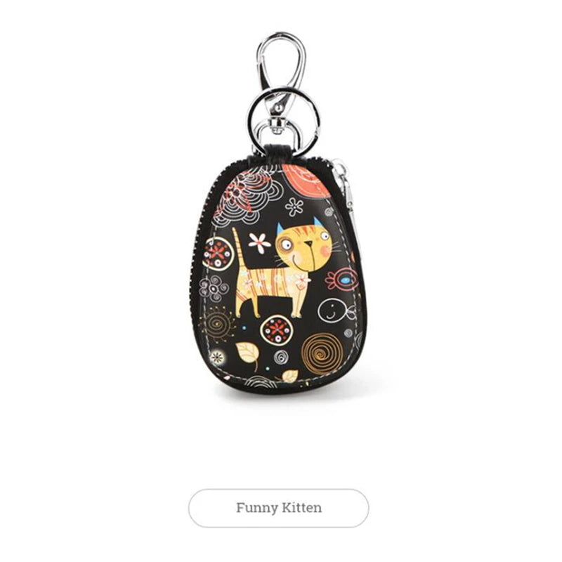 Women Girls PU Leather Key Bag Car Key Holder Case