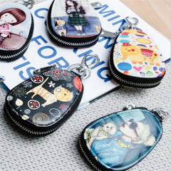 Women Girls PU Leather Key Bag Car Key Holder Case