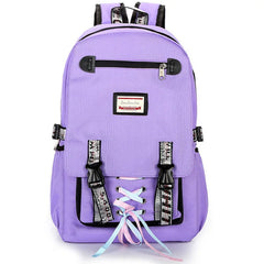 Pink Canvas Backpack Women School Bags Rucksack Large Capacity Bookbags