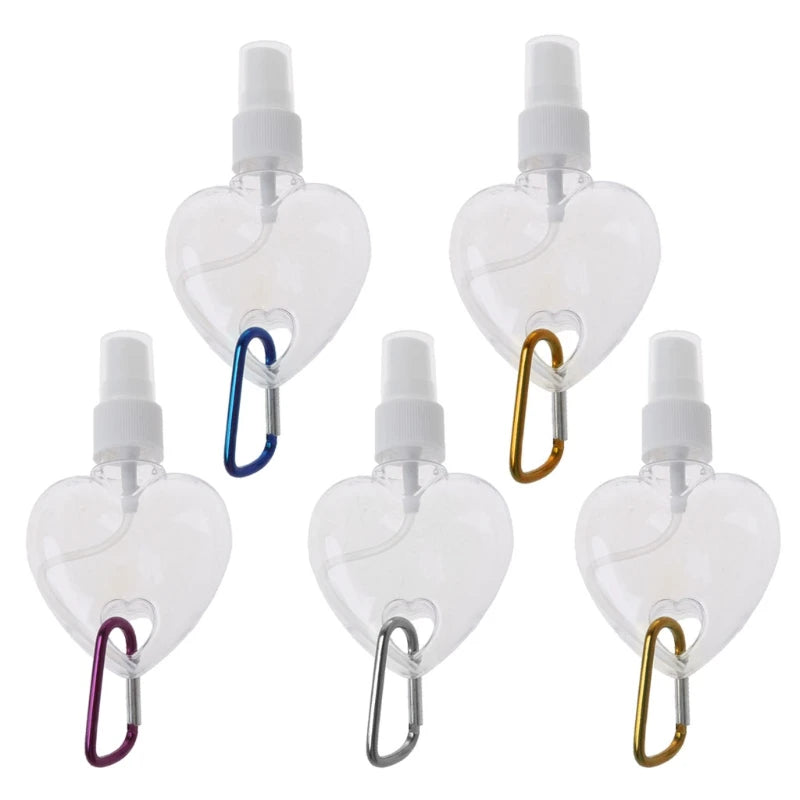 5 Leakproof Travel Mist Spray Bottles w/ Keychain for Toiletries