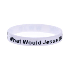 50 PCS WWJD Silicone Wristband 1/2 Inch Wide Adult Size 4 Colors