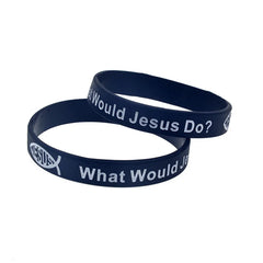 50 PCS WWJD Silicone Wristband 1/2 Inch Wide Adult Size 4 Colors