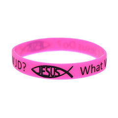 50 PCS WWJD Silicone Wristband 1/2 Inch Wide Adult Size 4 Colors