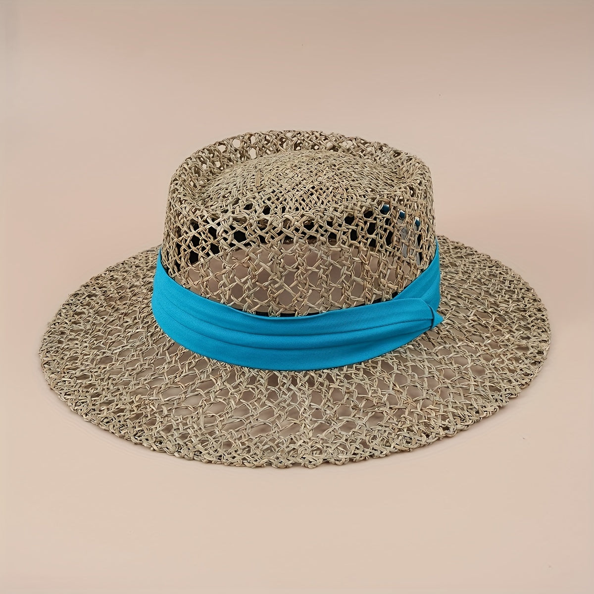 Straw Woven Flat Top Hat European American Style