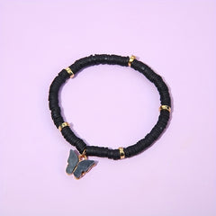 6pcs Butterfly Charm Clay Bead Bracelet for Girls