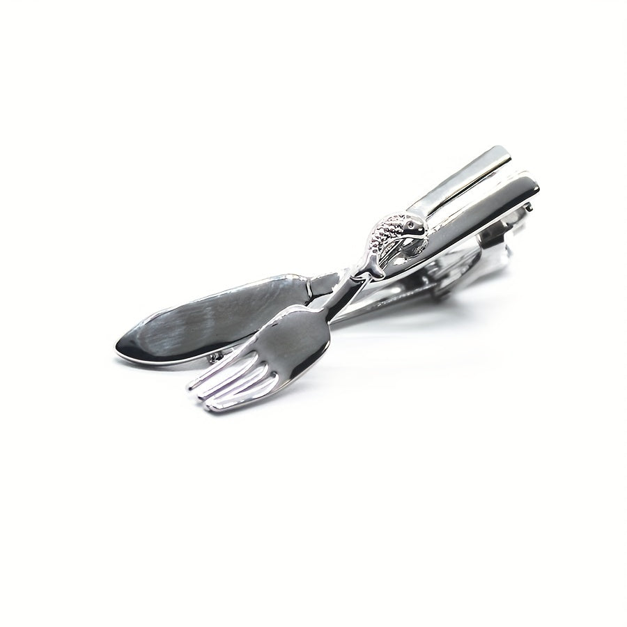 Silver Fork Tie Clip Men's Business Casual Decorative Accessory
