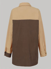  Colorblock Button Up Blouse