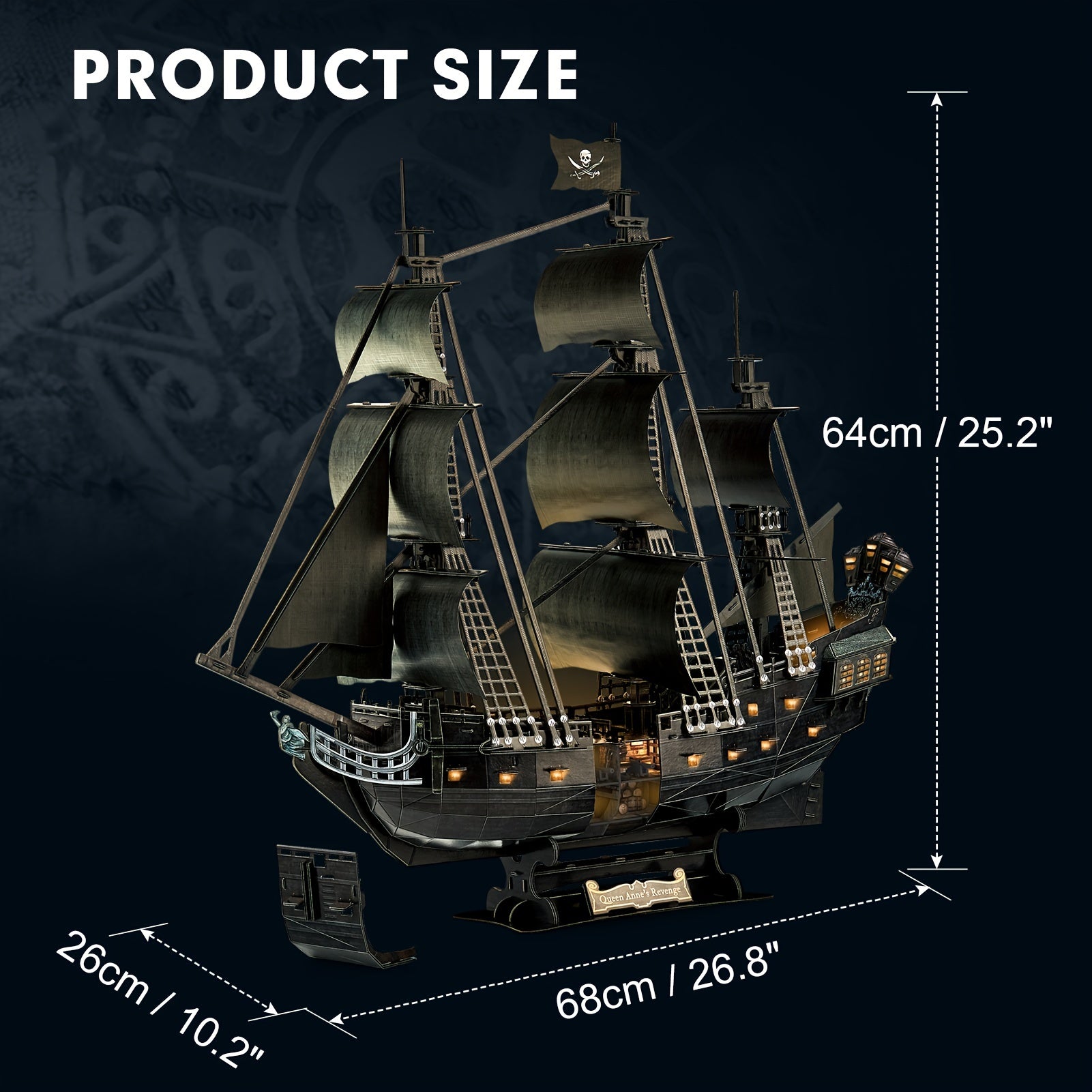 3D Puzzle Pirate Model with LED Lights