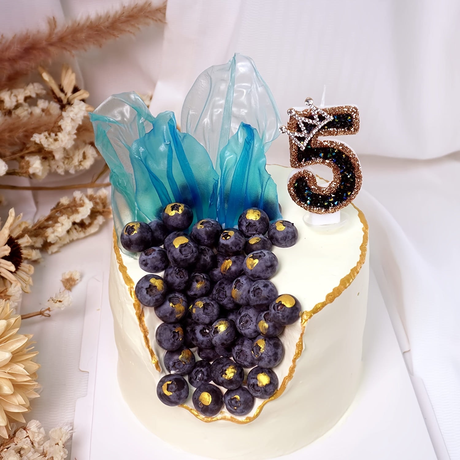 Metallic Powder Birthday Cake Number Candles With Sparkles
