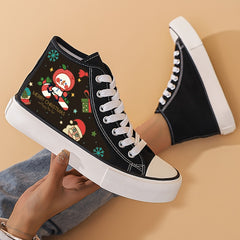Christmas Print High Top Canvas Sneakers