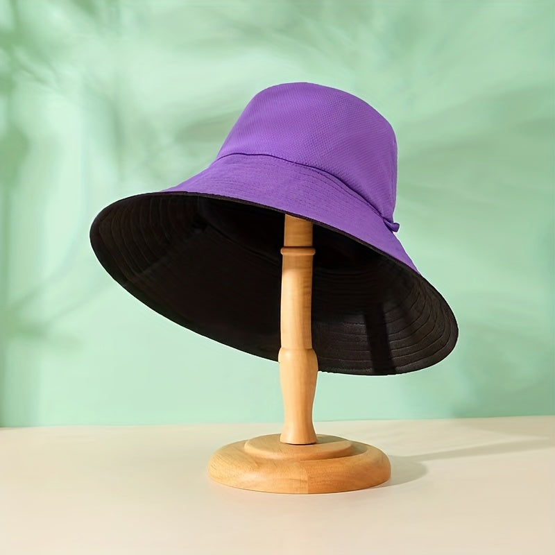 Reversible Solid Bucket Hat Casual Basin Hats Unisex Sunscreen Fisherman Cap