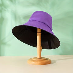 Reversible Solid Bucket Hat Casual Basin Hats Unisex Sunscreen Fisherman Cap