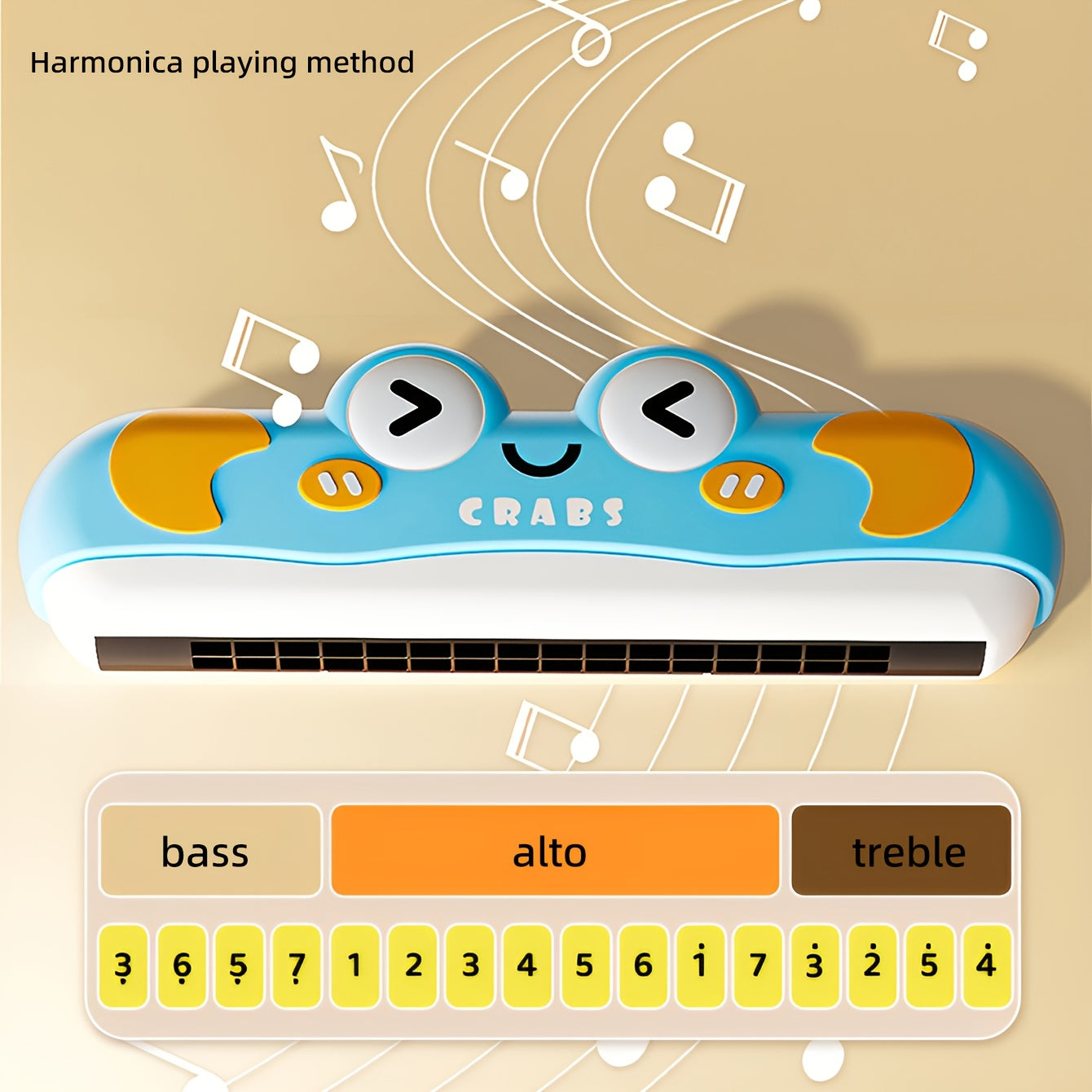 Cartoon Harmonica Toy for Kids 32 Hole Beginner's Whistle Instrument