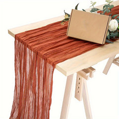 Bohemian Crepe Table Runner, Nomadic Style Long Gauze for Weddings